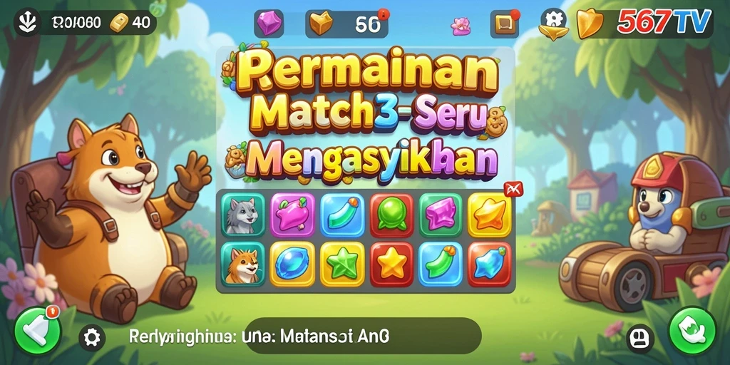 Tampilan gameplay seru dalam permainan Match-3 567TV.