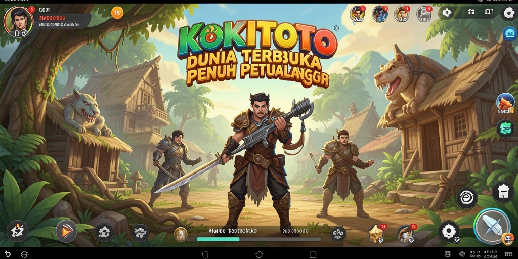 Screenshot gameplay KOKITOTO menampilkan dunia terbuka yang luas dan dinamis.