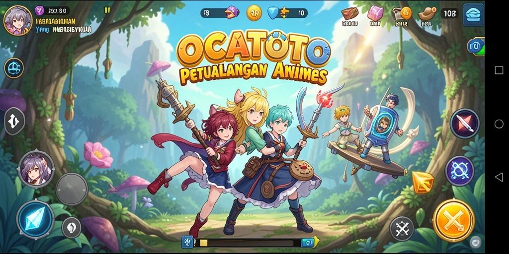 Tampilan gameplay OCATOTO dengan karakter anime menarik.